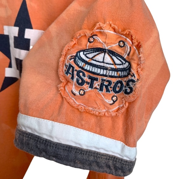 Houston Astros T-Shirt Acid Wash Shirt Medium Men's Baseball Tee Red Jacket - Picture 5 of 6
